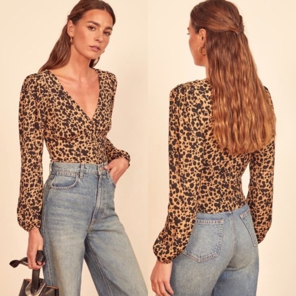 Reformation Long Sleeve Nell Top in Blitz (M)